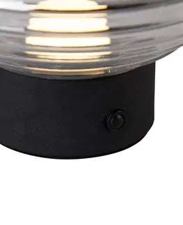 Stolove lampy Tafellamp zwart met smoke glas oplaadbaar - Lexie