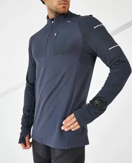 mikiny Pánske zimné bežecké tričko s dlhým rukávom Warm Light tmavomodré