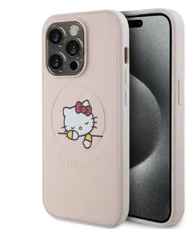 Puzdrá na mobilné telefóny Zadný kryt Hello Kitty PU Kitty Asleep Logo MagSafe pre Apple iPhone 15 Pro Max, ružová 57983116925
