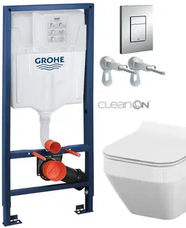 Záchody Rapid SL pre závesné WC 38528SET s chrómovou doskou + WC CERSANIT CLEANON CREA štvorec + SEDADLO 38772001 CR2