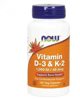 Vitamín D Now Foods Vitamin D3 & K2 120 kaps