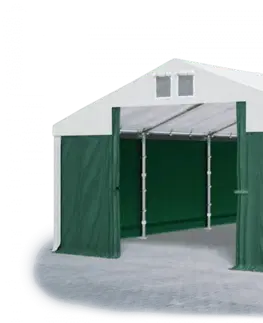 Záhrada Skladový stan 5x10x2,5m strecha PVC 560g/m2 boky PVC 500g/m2 konštrukcie ZIMA PLUS Bílá Zelená Bílá