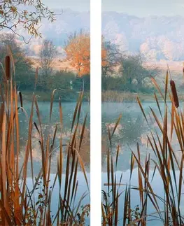 Obrazy prírody a krajiny 5-dielny obraz rieka uprostred jesennej prírody