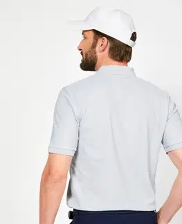 dresy Pánska golfová polokošeľa s krátkym rukávom WW500 sivá