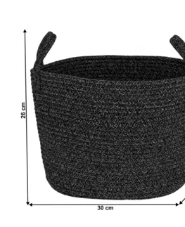Úložné boxy TEMPO-KONDELA TIAGON, pletený kôš, čierna, 30x26 cm
