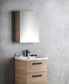 Kúpeľňa AQUALINE - VEGA umývadlová skrinka 51,5x72,6x43,6cm, 2x zásuvka, dub platin VG853