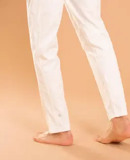 nohavice Pánske plátenné nohavice na jemnú jogu ľan bavlna biele