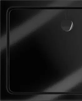 Vane MEXEN/S - Flat sprchová vanička obdĺžniková slim 80 x 70, čierna + čierny sifón 40707080B