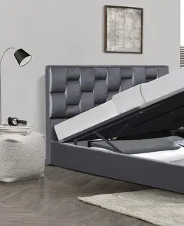 Postele HALMAR Annabel 160 čalúnená manželská posteľ s úložným priestorom sivá