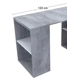 Písacie a pracovné stoly NABBI Talent T4 písací stôl betón / biela