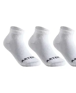 bedminton Detské športové ponožky RS 100 stredne vysoké 3 páry biele