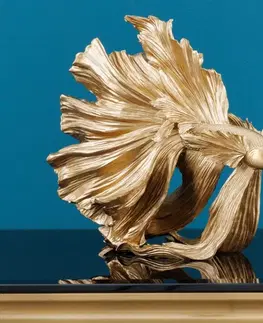 Bytové doplnky a dekorácie Dekoračná socha rybka TEJE Dekorhome Zlatá