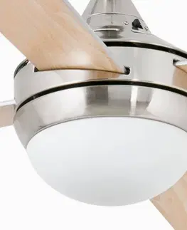 Stropné ventilátory so svetlom FARO BARCELONA Ventilátor Mini Icaria S svietidlo nikel/drevo