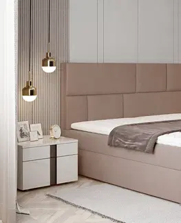 Postele NABBI Ferine 165 čalúnená manželská posteľ s úložným priestorom hnedá