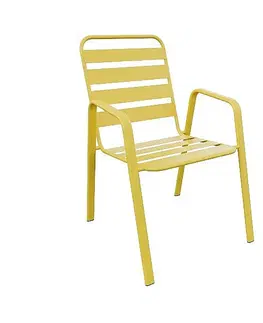 Záhradné stoličky a kreslá DEOKORK Kovové kreslo PRAGA (rôzne farby) žltá RAL 1023