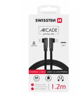 USB káble Dátový kábel Swissten USB-CLightning textilný s podporou rýchlonabíjania, čierny 71529900