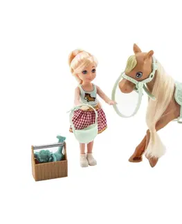 Pre dievčatá Žokejka 14 cm s koňom a doplnkami