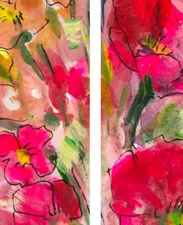 Obrazy kvetov 5-dielny obraz maľované kvetinové zátišie