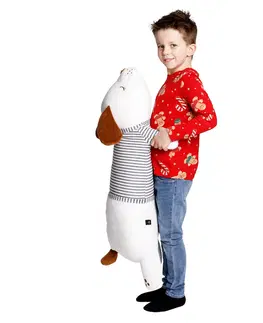 Plyšové hračky Plyšový psík, biela/hnedá/sivý pásik, 92cm, KINGO typ 2