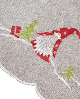 Obrusy Forbyt Vianočný obrus Škriatkovia sivá, 40 x 140 cm