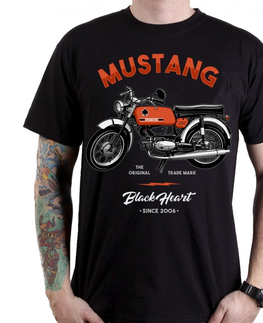 Pánske tričká Tričko BLACK HEART Mustang čierna - XL