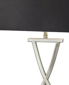 Stolové lampy Searchlight Textilná stolová lampa Club, strieborná/čierna