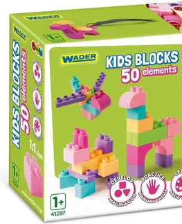 Hračky stavebnice WADER - Detské bloky 50 ks ružové
