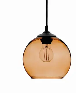 Závesné svietidlá Solbika Lighting Závesná lampa guľa sklenené guľové tienidlo jantárové Ø 20cm