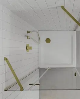 Vane MEXEN/S - Roma sprchovací kút 80x80, kyvný, číre sklo, zlatý + vanička 854-080-080-50-00-4010