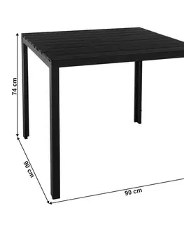 Záhradné stolíky Záhradný stôl, 90 cm, čierna, ABELO