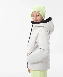 bundy a vesty Detská lyžiarska prešívaná bunda 580 Warm veľmi hrejivá a nepremokavá béžová