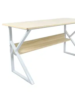Písacie stoly Písací stôl s policou, dub prírodný/biela, TARCAL 140
