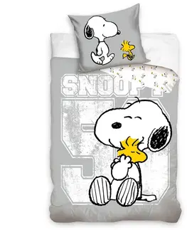 Obliečky CARBOTEX Detské obliečky Snoopy a Woodstock, 140 x 200, 70 x 90 cm