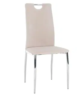 Stoličky Jedálenská stolička, béžová Dulux Velvet látka/chróm, OLIVA NEW