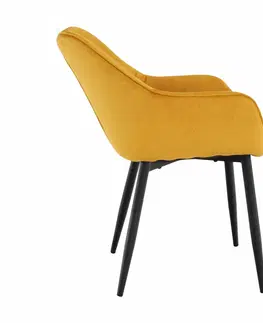 Stoličky Dizajnové kreslo, žltá Velvet látka, FEDRIS