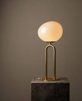 Stolové lampy DFTP by Nordlux Stolová lampa Shapes tienidlo sklo, biela/mosadzná