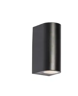 Vonkajsie nastenne svietidla Moderné vonkajšie nástenné svietidlo čierne plastové oválne 2-svetlo - Baleno