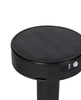 Vonkajsie svetlo so senzorom Dizajnový bodový čierny vrátane LED a stmievača IP55 solar - Fiorina
