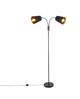 Stojace lampy Moderná stojaca lampa čierna 2-svetlá - Carmen