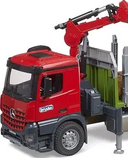 Hračky - dopravné stroje a traktory BRUDER - MB Arocs - transportér dreva s hydraulickou rukou