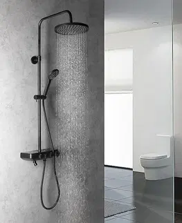 Sprchy a sprchové panely AQUALINE - FARRAO sprchový stĺp s batériou a napúšťaním, čierna mat SL450B