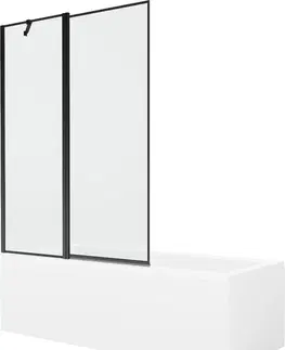 Sprchové dvere MEXEN/S - Cubik obdĺžniková vaňa 170 x 70 cm s panelom + vaňová zástena 120 cm, čierna vzor 550317070X9412117070