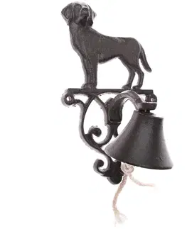 Bytové dekorácie Liatinový zvonček Iron dog, 14 x 24 x 12 cm