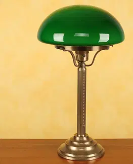 Stolové lampy Berliner Messinglampen Mosadzná stolná lampa Hari so zeleným tienidlom