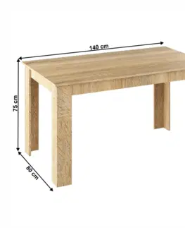 Jedálenské stoly Jedálenský stôl, dub sonoma, 140x80 cm, GENERAL NEW