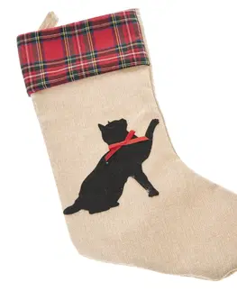 Vianočné dekorácie Vianočná textilná ponožka Mačka, 48 cm