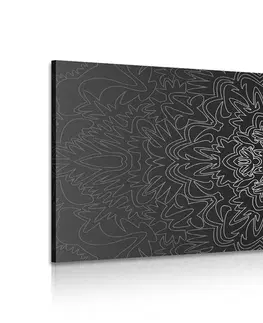 Čiernobiele obrazy Obraz ornamentálna Mandala v čiernobielom prevedení