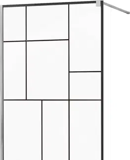 Sprchové dvere MEXEN/S - KIOTO Sprchová zástena WALK-IN 70x200 cm 8 mm, chróm, čierny vzor 2 800-070-101-01-78