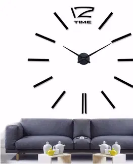 Hodiny 3D Nalepovacie hodiny DIY Clock 12 Time Black L 80-120cm