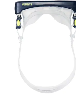 potápanie Maska SCD 100 priesvitná lícnica a modrý rám